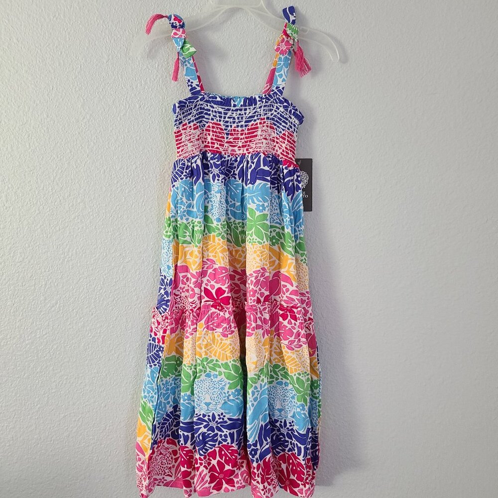 Vince Camuto NWT girls spaghetti strap multi colored long summer dress size 4
